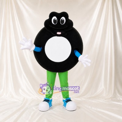 Black Round Character Mascot Costume Full Body for Adults School Events