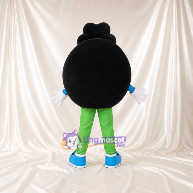 Black Round Character Mascot Costume Full Body for Adults School Events