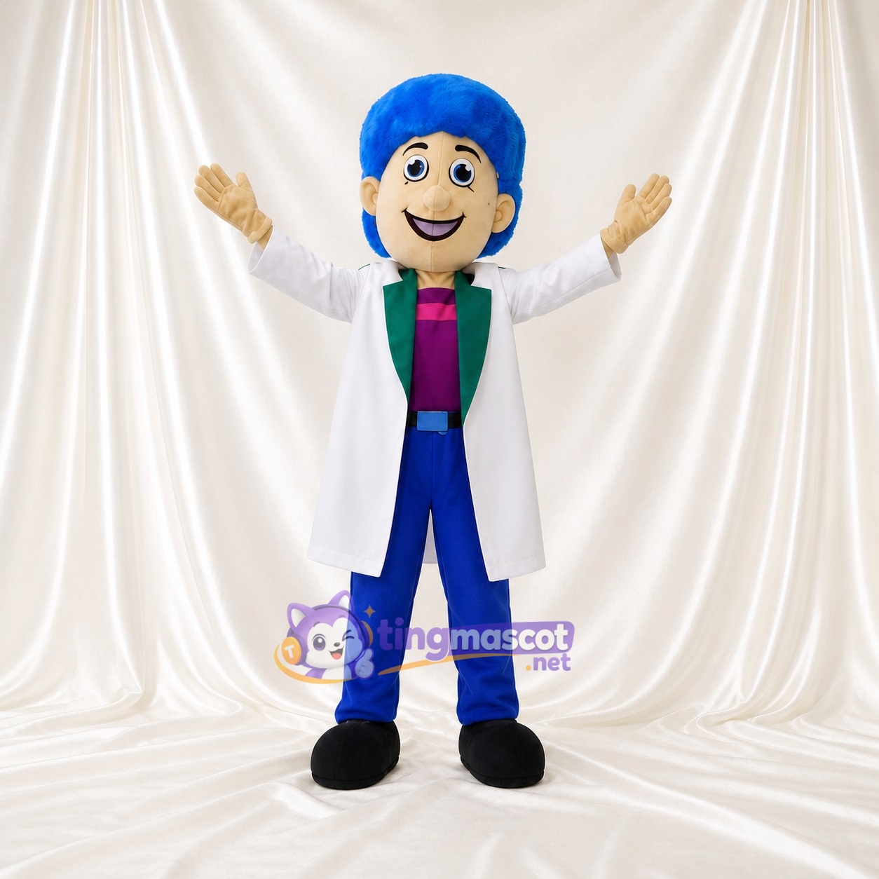 Scientifique Blanc Costume de mascotte intégral pour adultes Événements scolaires Scientifique Blanc Costume de mascotte intégral pour adultes Événements scolaires