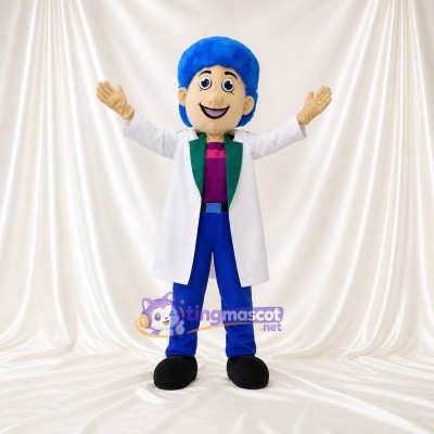White Scientist Mascot Costume Full Body for Adults School Events