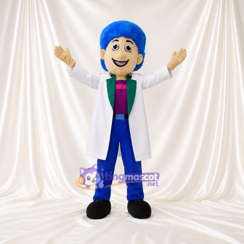 White Scientist Mascot Costume Full Body for Adults School Events