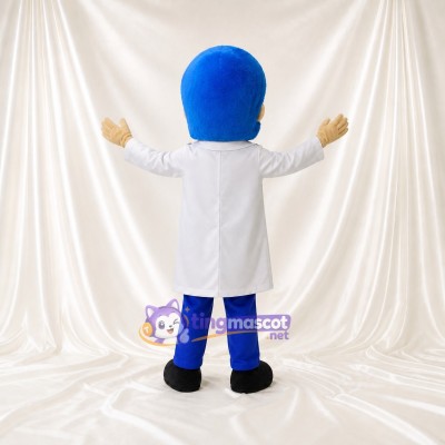 White Scientist Mascot Costume Full Body for Adults School Events