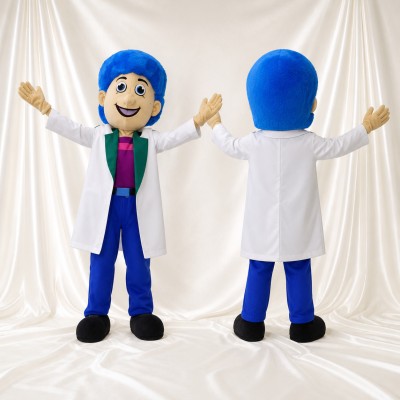 White Scientist Mascot Costume Full Body for Adults School Events