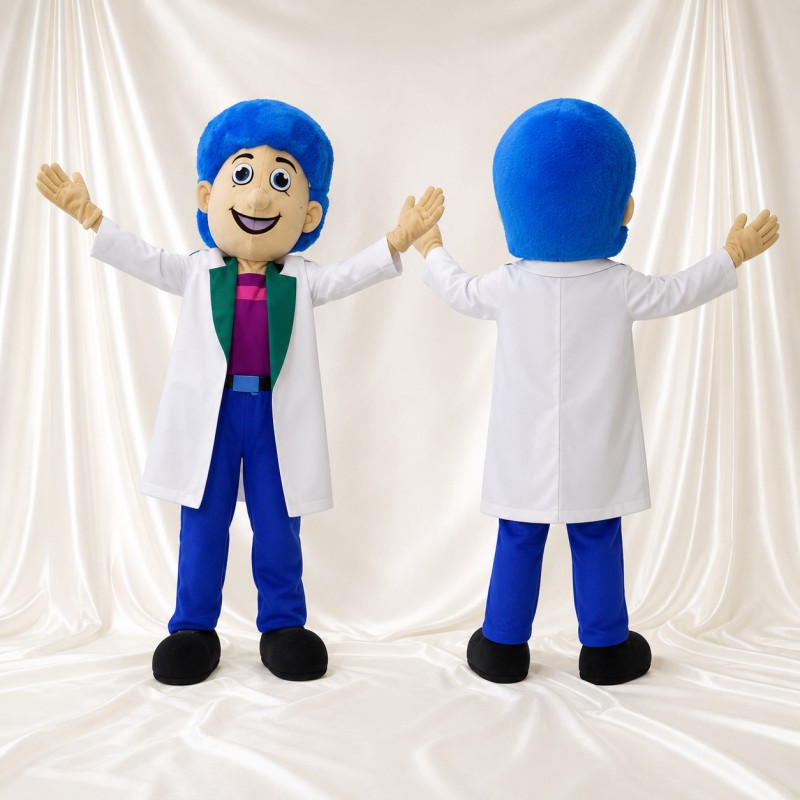 White Scientist Mascot Costume Full Body for Adults School Events