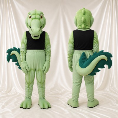 Pale Green Alligator Mascot Costume Full Body for Adults Sports Events