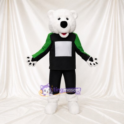 Black Tunic Polar Bear Mascot Costume Full Body for Adults School Events