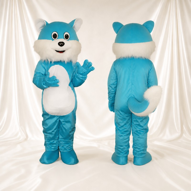 Turquoise Cat Mascot Costume Full Body for Adults School Events