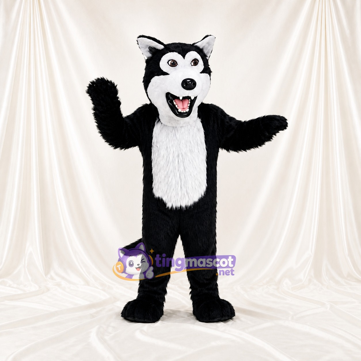 Black Wolf Mascot Costume Full Body for Adults Sports Events Black Wolf Mascot Costume Full Body for Adults Sports Events