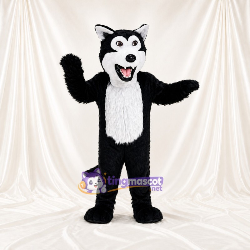 Black Wolf Mascot Costume Full Body for Adults Sports Events