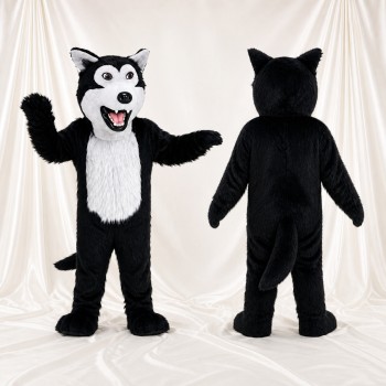 Black Wolf Mascot Costume Full Body for Adults Sports Events
