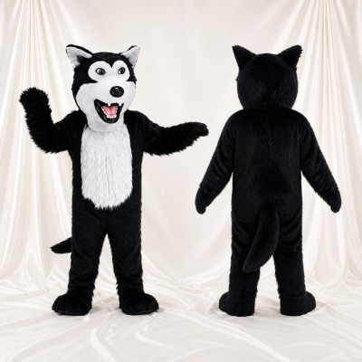 Black Wolf Mascot Costume Full Body for Adults Sports Events