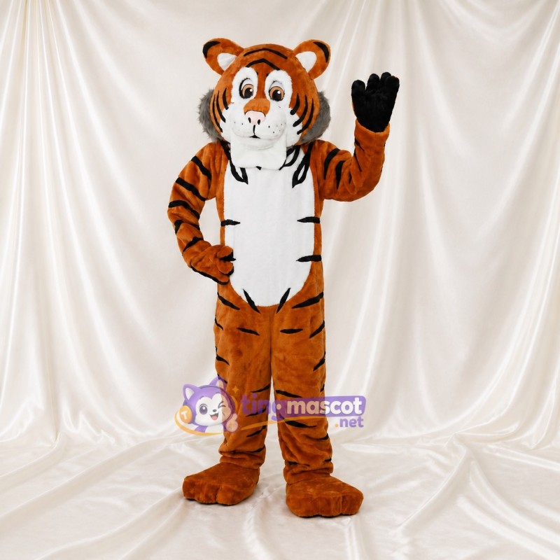 Orange Noir Blanc Tigre à Fourrure Orange Costume de mascotte intégral pour adultes Événements sportifs