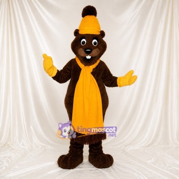 Costume de mascotte castor foncé brun intégral pour adultes – événements scolaires