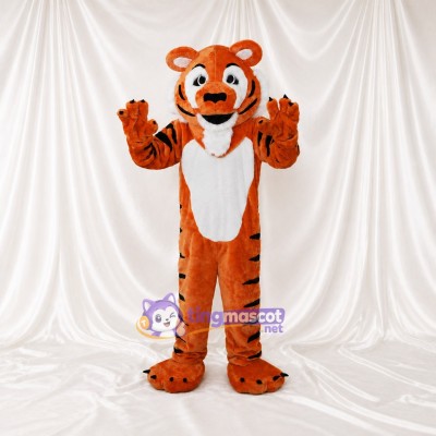 Orange Noir Blanc Tigre à Fourrure Orange Rayures Noires Audacieuses Costume de mascotte intégral pour adultes Événements sportifs