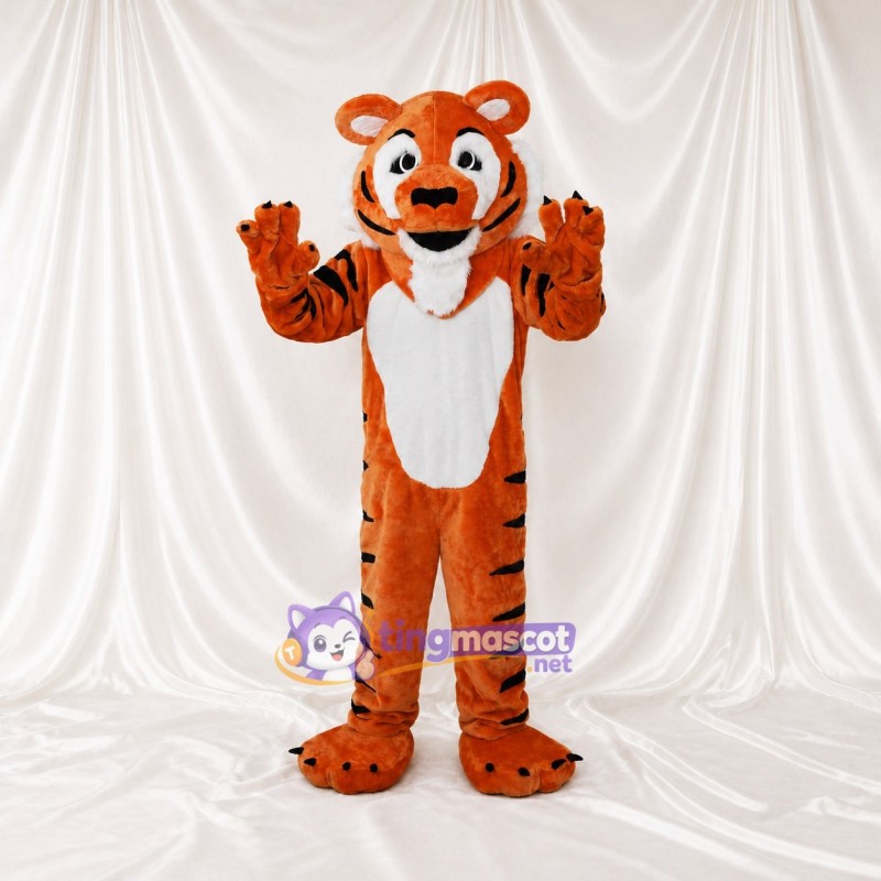Orange Noir Blanc Tigre à Fourrure Orange Rayures Noires Audacieuses Costume de mascotte intégral pour adultes Événements sportifs