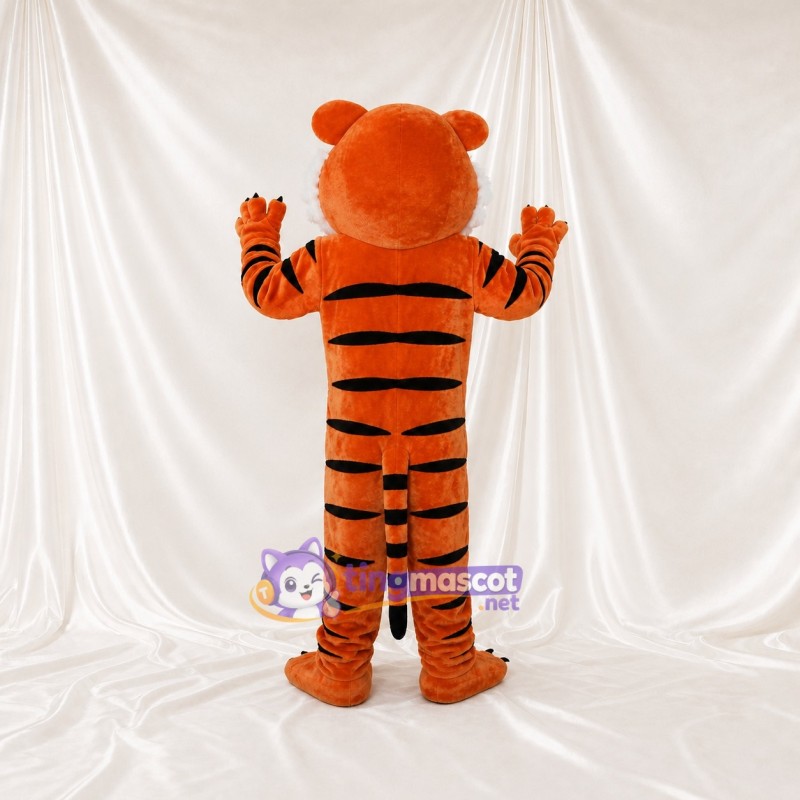 Orange Noir Blanc Tigre à Fourrure Orange Rayures Noires Audacieuses Costume de mascotte intégral pour adultes Événements sportifs