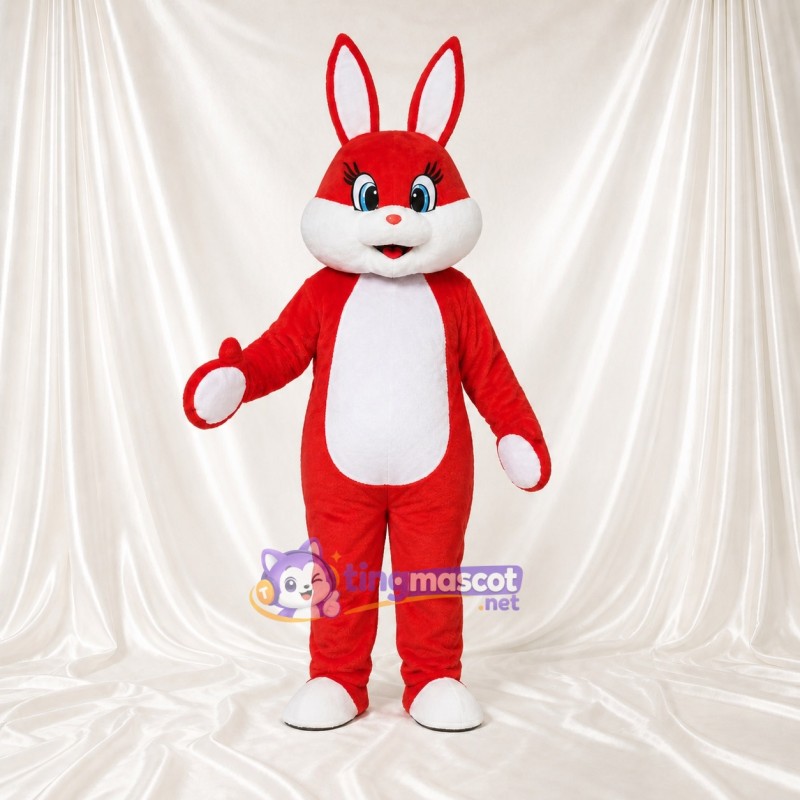 Red Rabbit Mascot Costume Full Body for Adults School Events