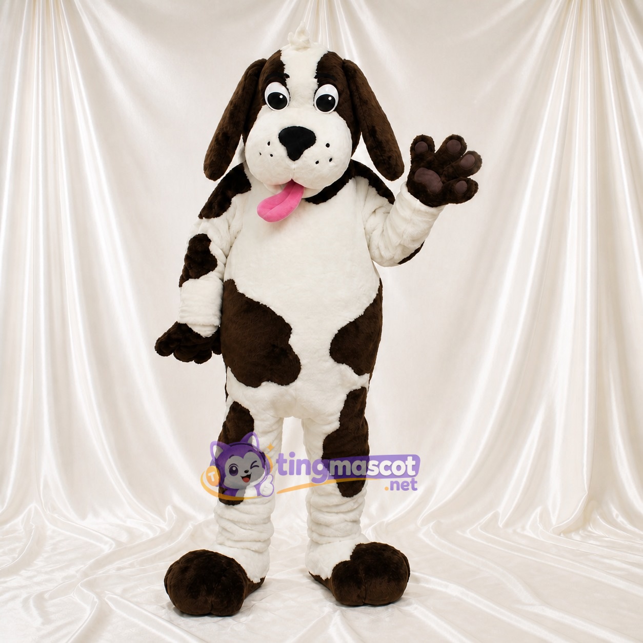 Chien au pelage blanc tacheté Costume de mascotte intégral pour adultes Événements scolaires Chien au pelage blanc tacheté Costume de mascotte intégral pour adultes Événements scolaires