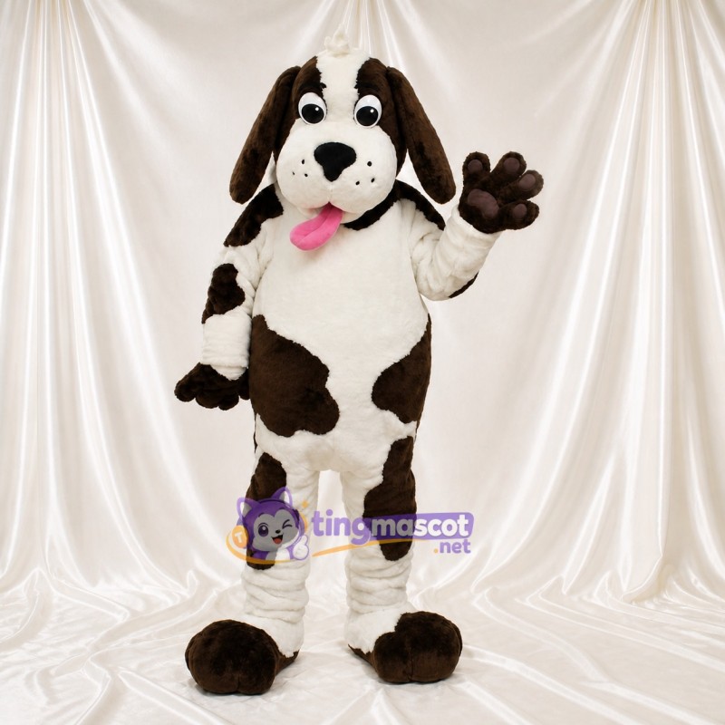 White Spotted Coat Dog Mascot Costume Full Body for Adults School Events