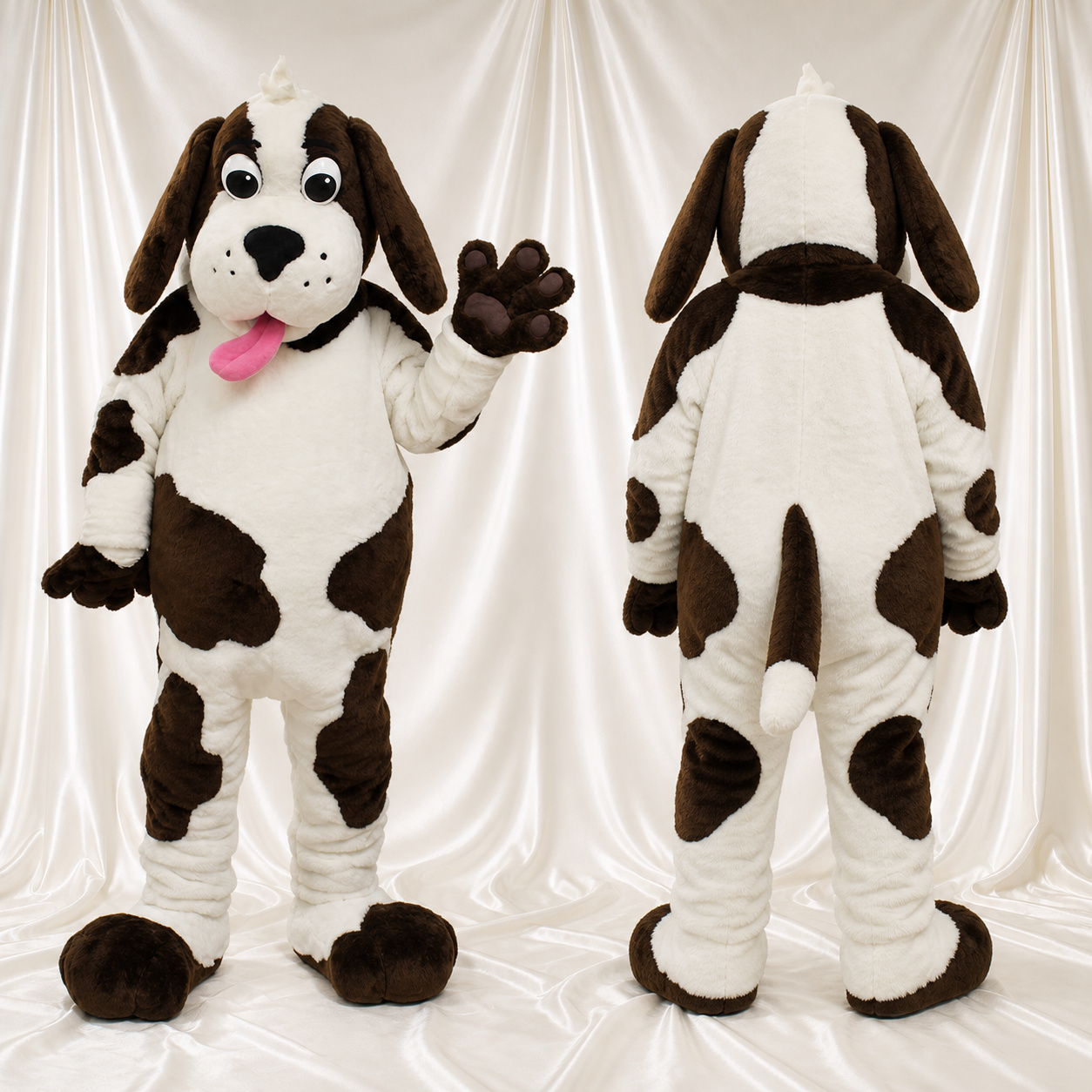 Chien au pelage blanc tacheté Costume de mascotte intégral pour adultes Événements scolaires Chien au pelage blanc tacheté Costume de mascotte intégral pour adultes Événements scolaires