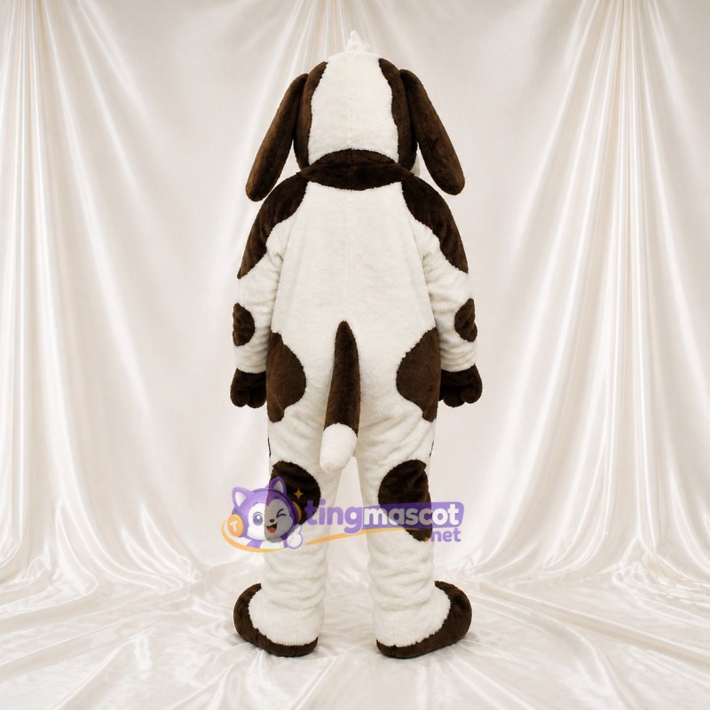 White Spotted Coat Dog Mascot Costume Full Body for Adults School Events
