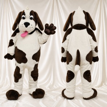 Chien au pelage blanc tacheté Costume de mascotte intégral pour adultes Événements scolaires