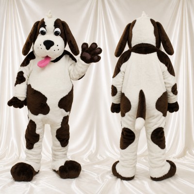 White Spotted Coat Dog Mascot Costume Full Body for Adults School Events