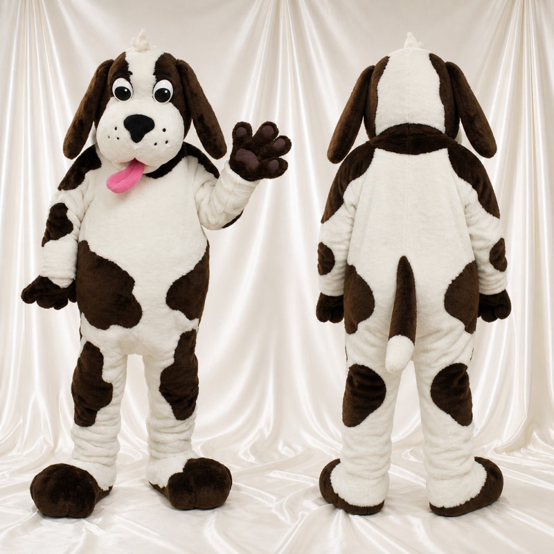 White Spotted Coat Dog Mascot Costume Full Body for Adults School Events