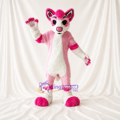 Pink Fox Mascot Costume Full Body for Adults School Events