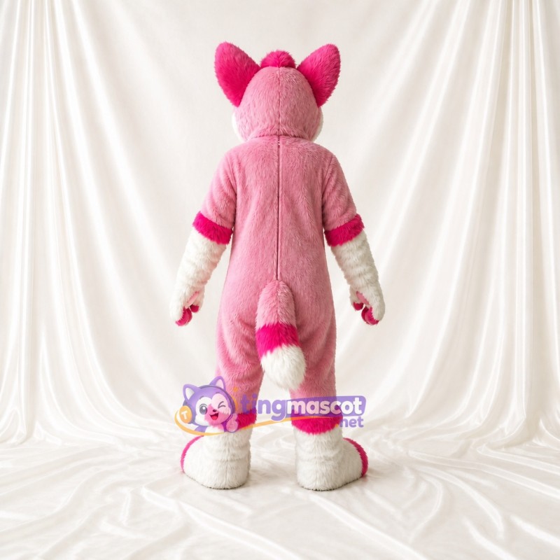 Pink Fox Mascot Costume Full Body for Adults School Events