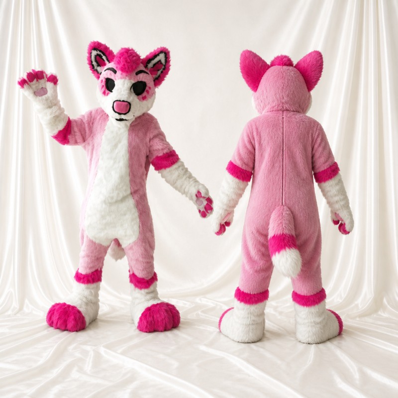 Pink Fox Mascot Costume Full Body for Adults School Events