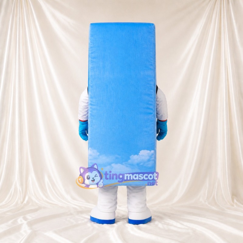 Sky Blue Rectangle Character Mascot Costume Full Body for Adults Tech Events