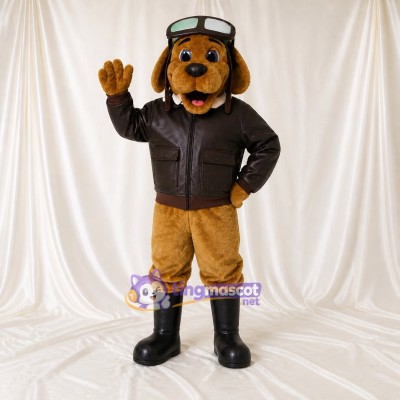 Aviator Dog Mascot Costume Full Body for Adults School Events