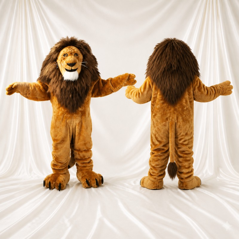 Lion brun doré Costume de mascotte intégral pour adultes Zoos