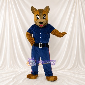 Marron Marine Chien Policier Costume de mascotte intégral pour adultes Événements scolaires