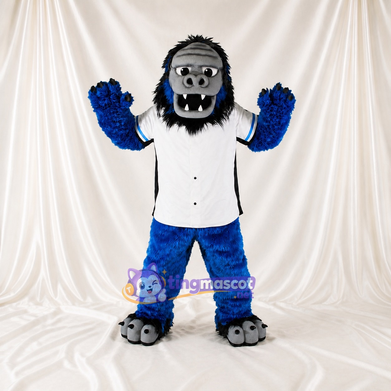Blauer Gorilla Maskottchenkostüm Ganzkörper für Erwachsene Sportveranstaltungen Blauer Gorilla Maskottchenkostüm Ganzkörper für Erwachsene Sportveranstaltungen