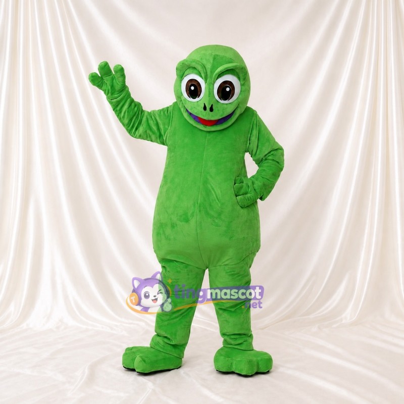 Lime Green Alien Mascot Costume Full Body for Adults School Events
