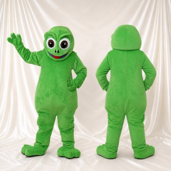 Lime Green Alien Mascot Costume Full Body for Adults School Events