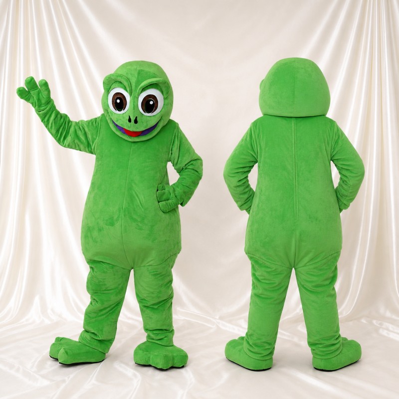 Lime Green Alien Mascot Costume Full Body for Adults School Events