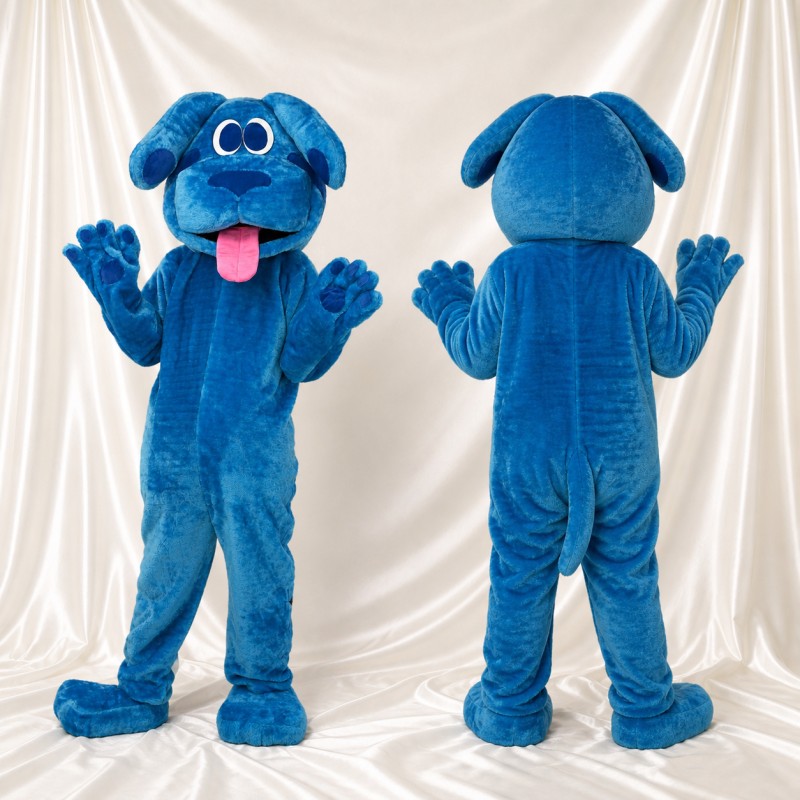 Royal Blue Dog Mascot Costume Full Body for Adults School Events
