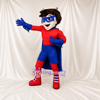 Long Super héros Bleu Costume de mascotte intégral pour adultes Événements caritatifs