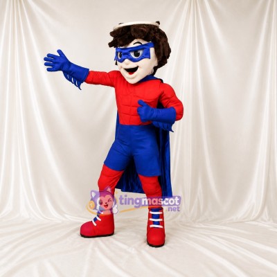 Long Blue Superhero Mascot Costume Full Body for Adults Charity Events