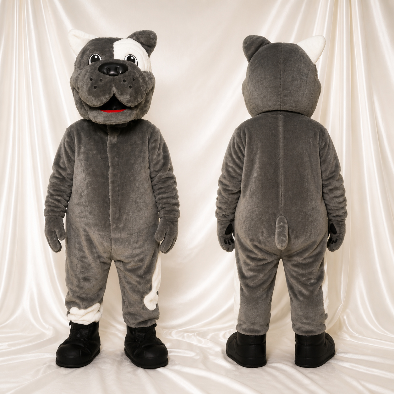 Bouledogue Oreille Blanche Costume de mascotte intégral pour adultes Événements sportifs Bouledogue Oreille Blanche Costume de mascotte intégral pour adultes Événements sportifs