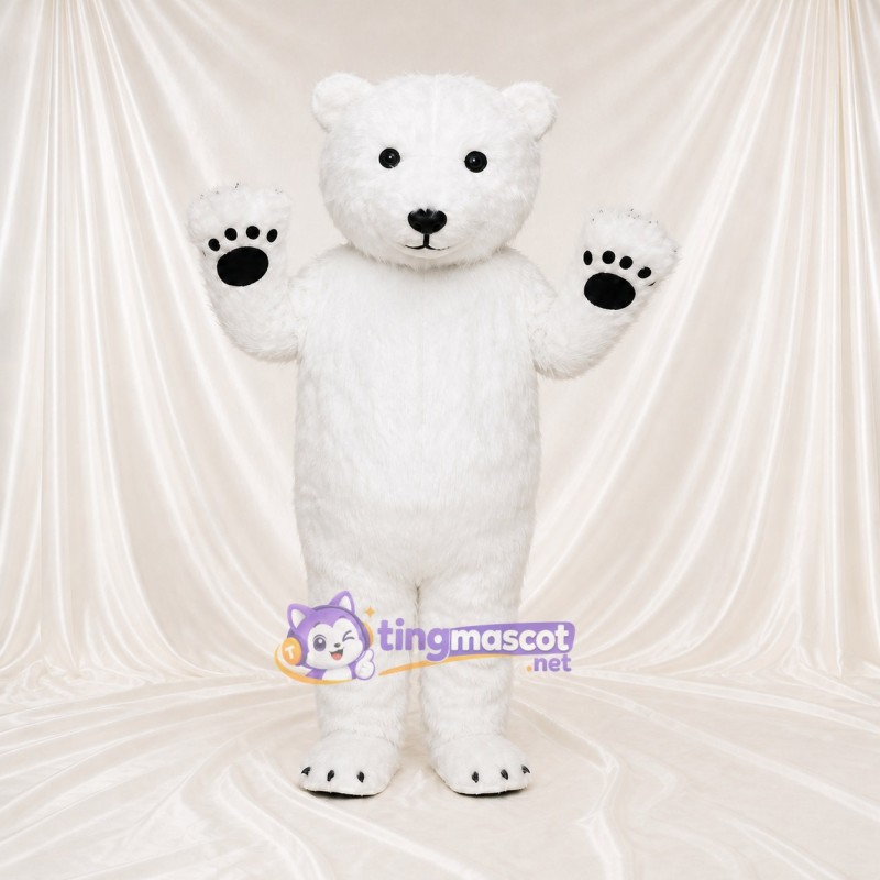 Soft Black Polar Bear Mascot Costume Full Body for Adults School Events