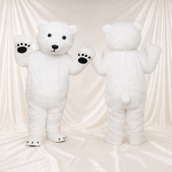 Ours Polaire Noir Doux Costume de mascotte intégral pour adultes Événements scolaires