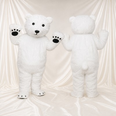 Soft Black Polar Bear Mascot Costume Full Body for Adults School Events