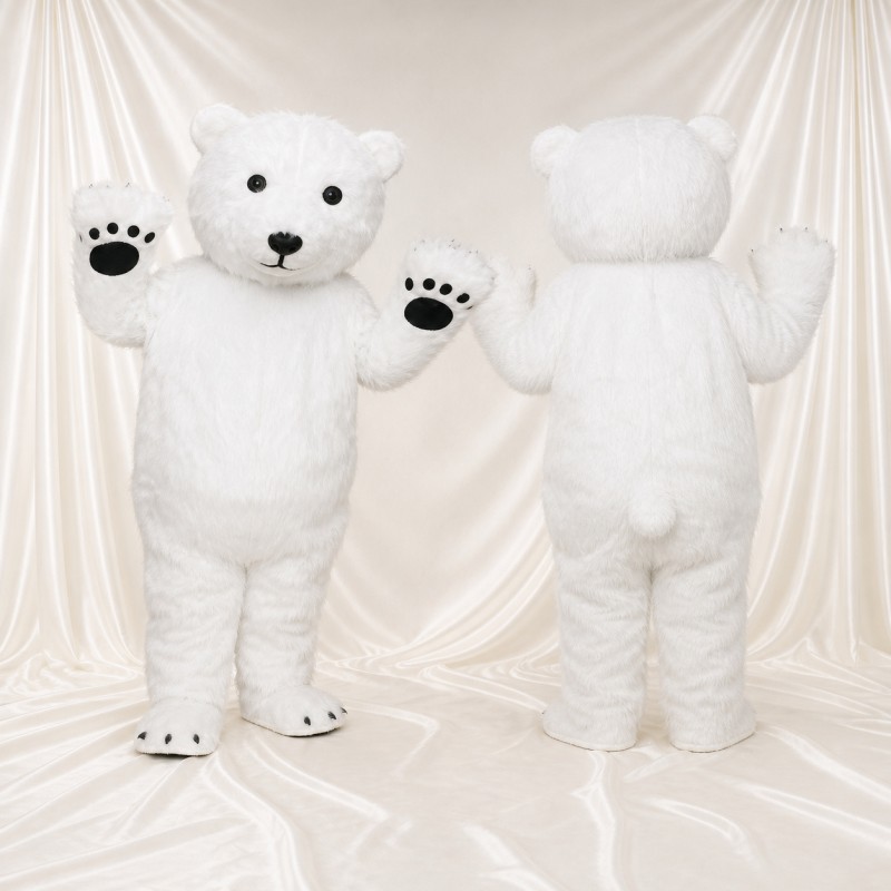Soft Black Polar Bear Mascot Costume Full Body for Adults School Events