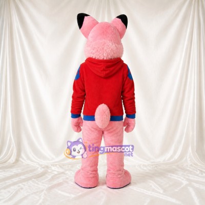 Pink Fox Mascot Costume Full Body for Adults Sports Events