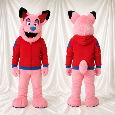 Pink Fox Mascot Costume Full Body for Adults Sports Events
