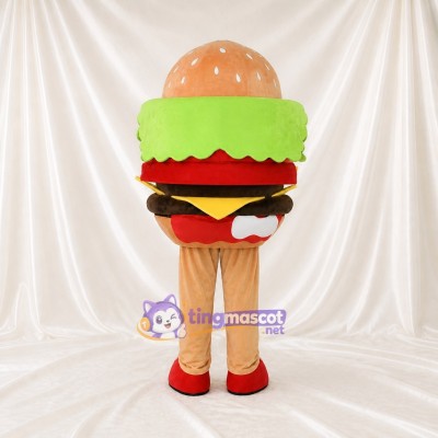 Tan Hamburger Mascot Costume Full Body for Adults Food Events